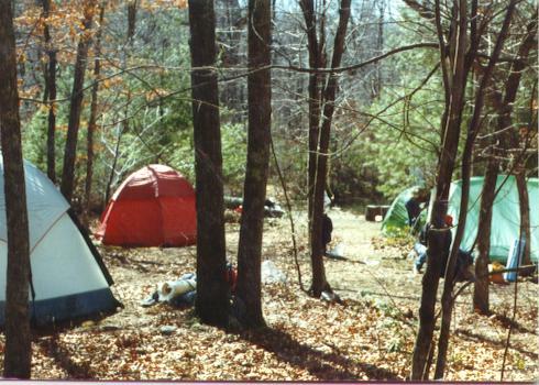 tents at Pitt Spring Trail Pond